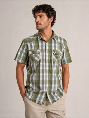 Redwood Green Plaid Men's Shirt Size XL 100%Cotton